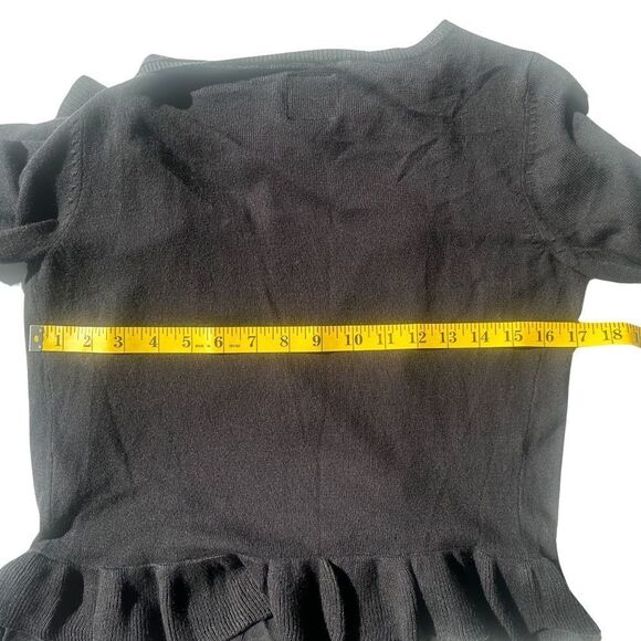 American Eagle Black Open Cardigan Sweater Ruffle @ Sleeve Size Small Petite - Picture 7 of 8